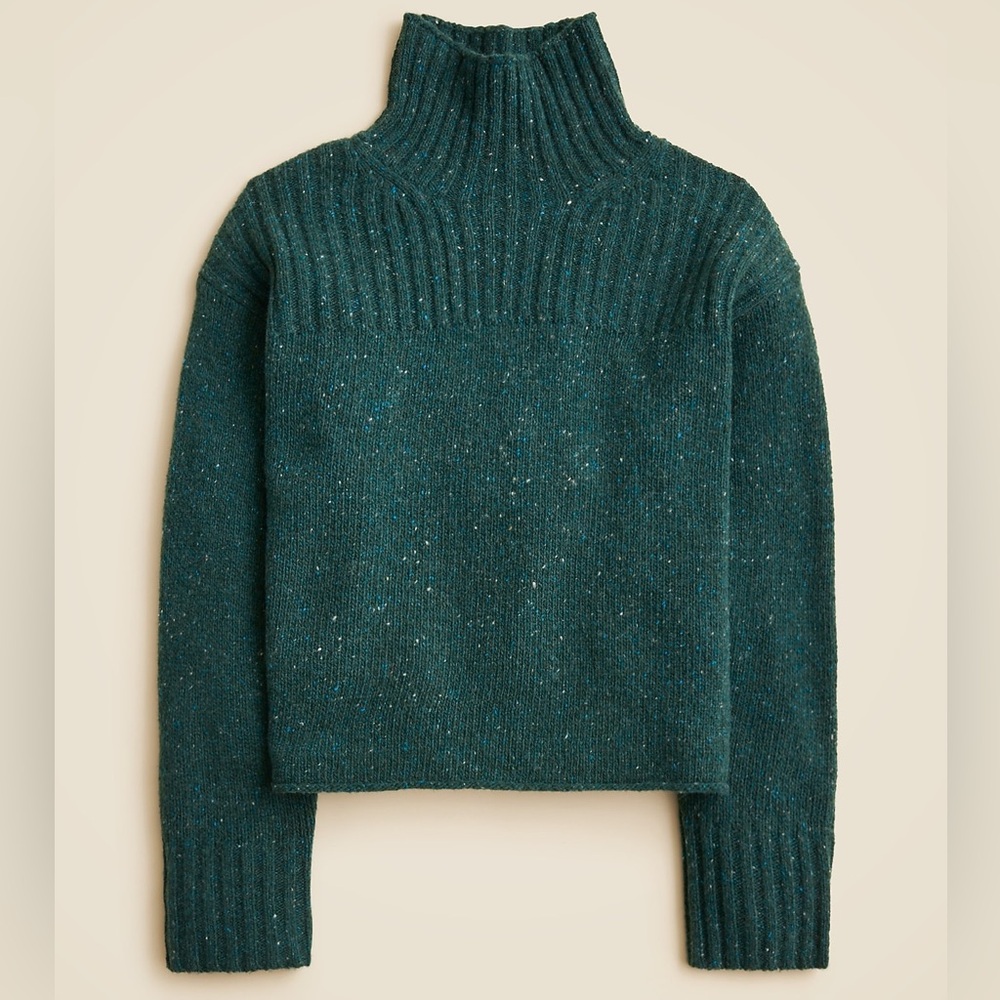 BRAND NEW J. Crew Green Wool Blend Ribbed Turtleneck Sweater in Small